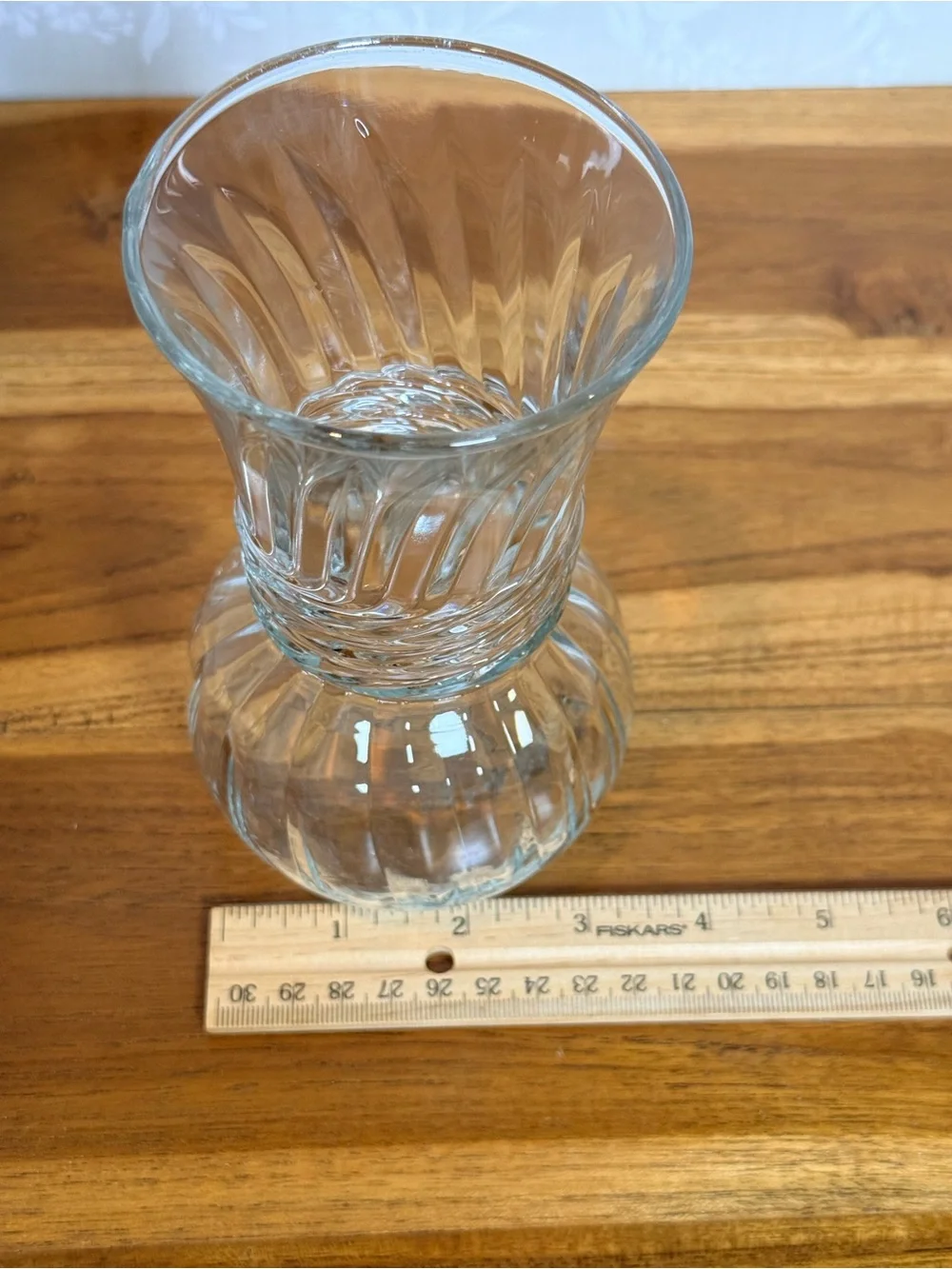 Vintage Anchor Hocking Glass Vase - Swirled Rope Clear Design